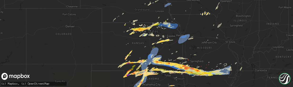 Hail map in Kansas on May 25, 2024