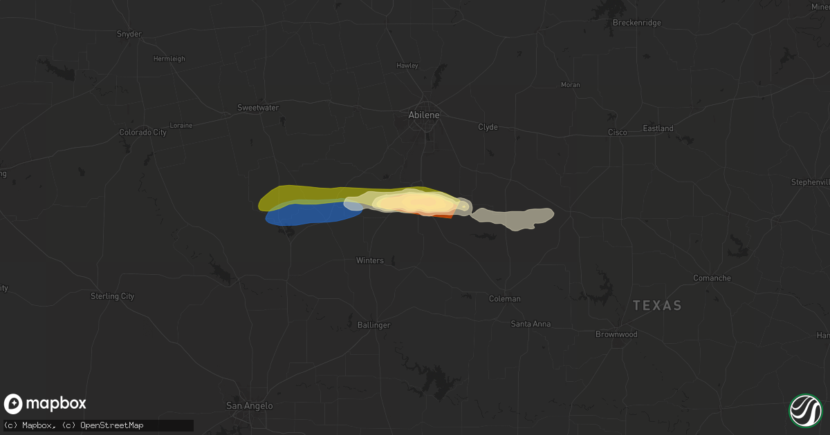 Hail map in Lawn, TX on May 25, 2024