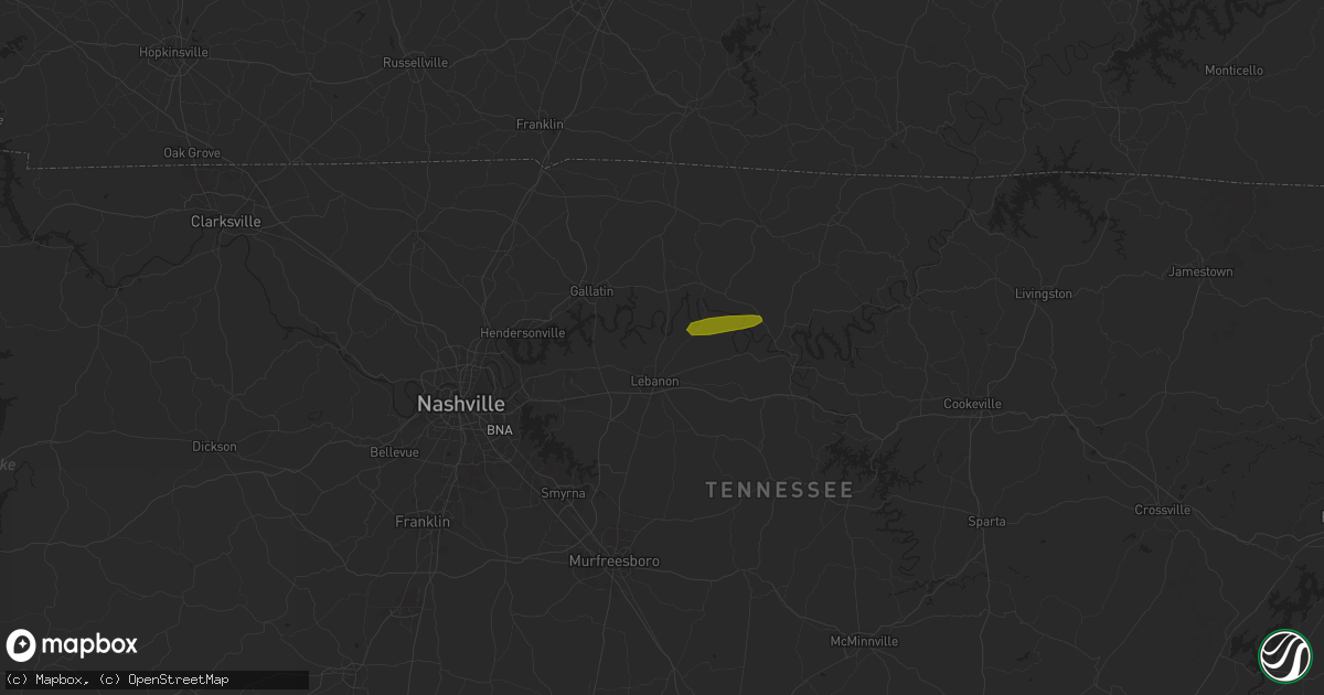 Hail map in Lebanon, TN on May 25, 2024