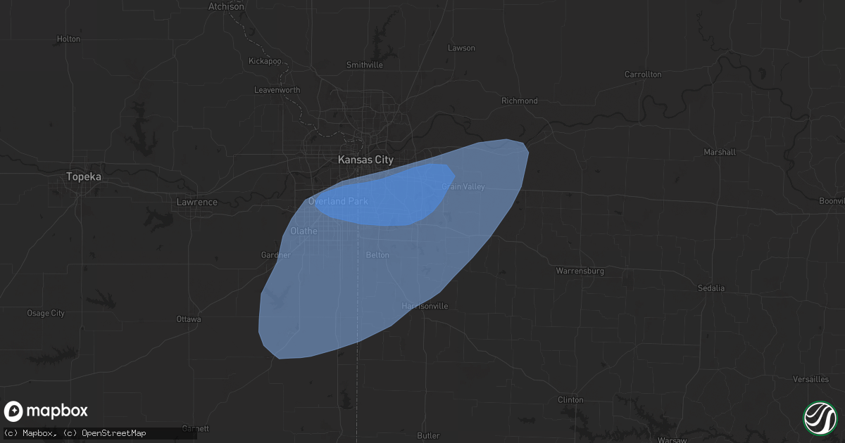 Hail map in Lees Summit, MO on May 25, 2024