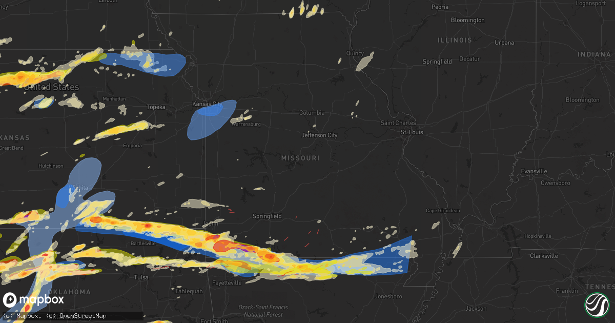 Hail map in Missouri on May 25, 2024