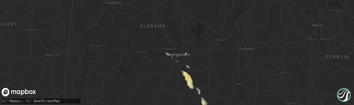 Hail map in Montgomery, AL on May 25, 2024