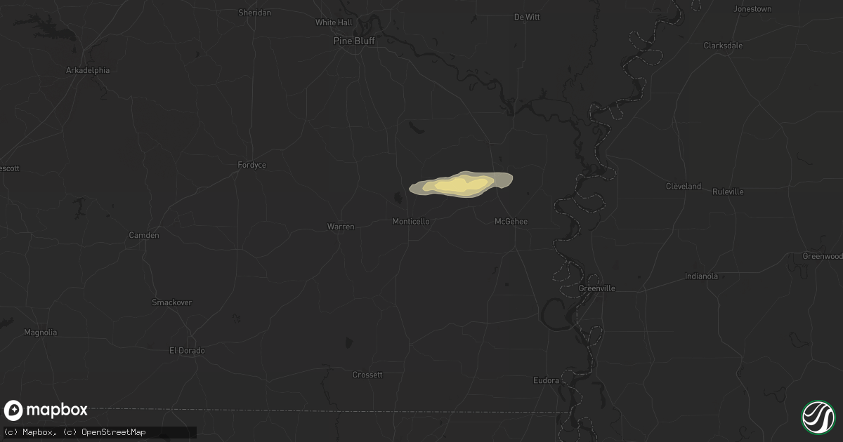 Hail map in Monticello, AR on May 25, 2024