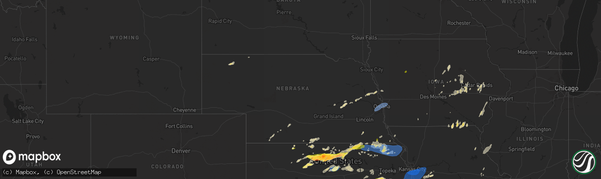 Hail map in Nebraska on May 25, 2024