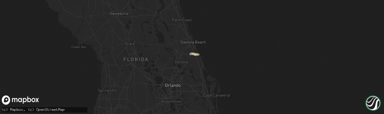 Hail map in New Smyrna Beach, FL on May 25, 2024