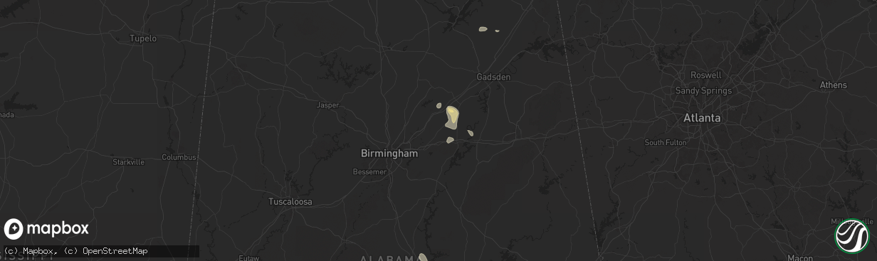 Hail map in Odenville, AL on May 25, 2024