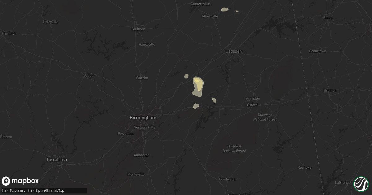 Hail map in Odenville, AL on May 25, 2024
