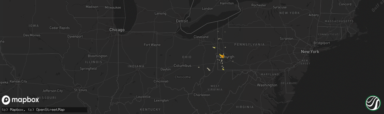 Hail map in Ohio on May 25, 2024