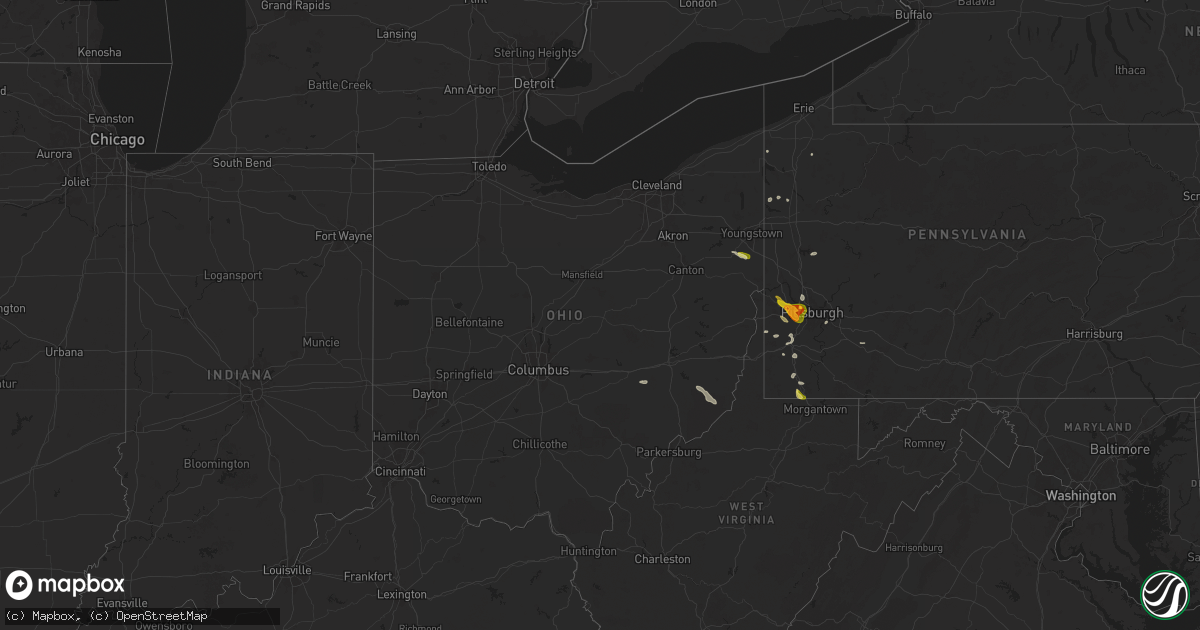 Hail map in Ohio on May 25, 2024