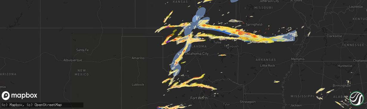 Hail map in Oklahoma on May 25, 2024