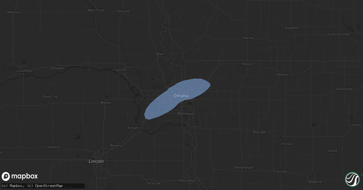 Hail map in Omaha, NE on May 25, 2024