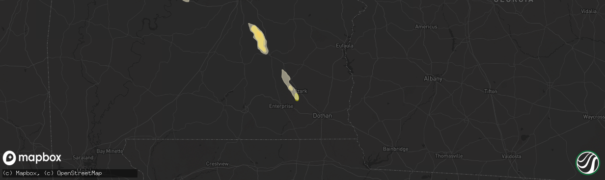 Hail map in Ozark, AL on May 25, 2024