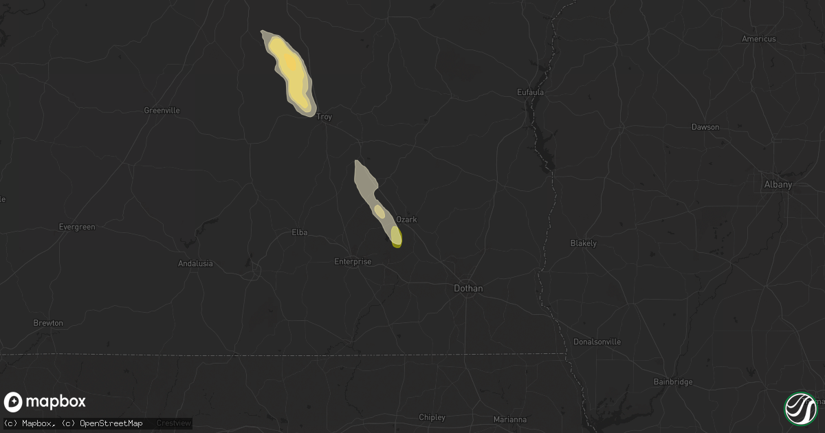Hail map in Ozark, AL on May 25, 2024