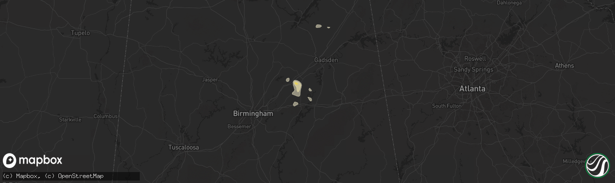 Hail map in Ragland, AL on May 25, 2024