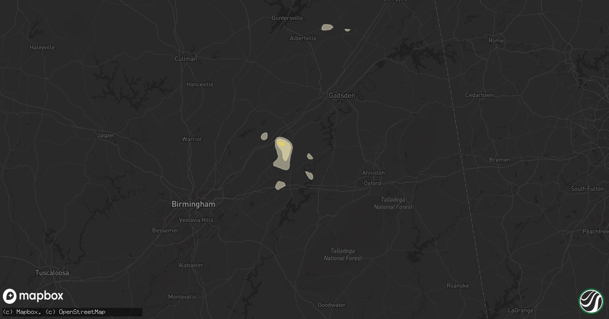 Hail map in Ragland, AL on May 25, 2024