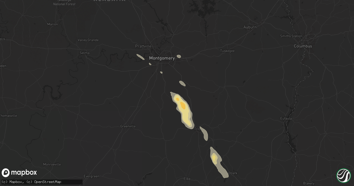 Hail map in Ramer, AL on May 25, 2024