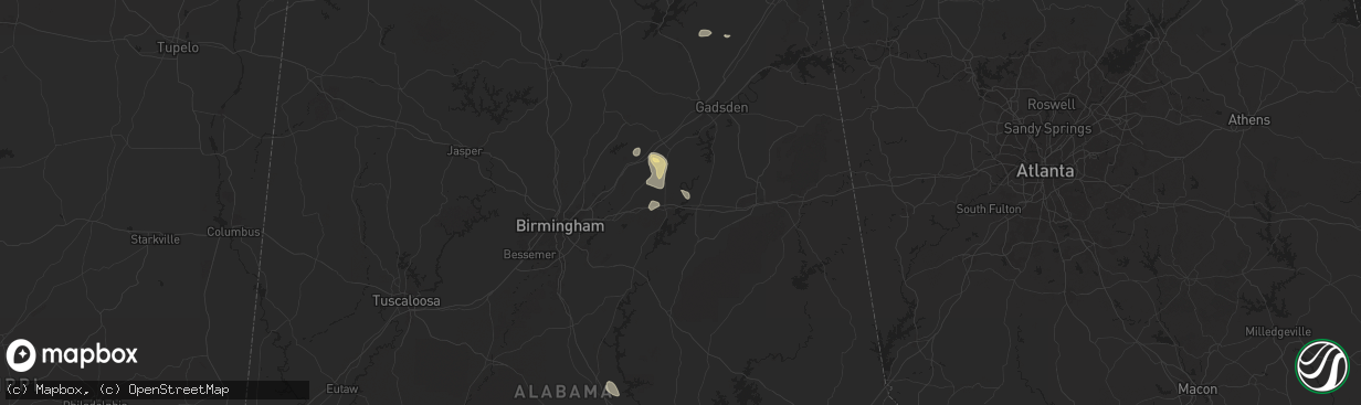 Hail map in Riverside, AL on May 25, 2024