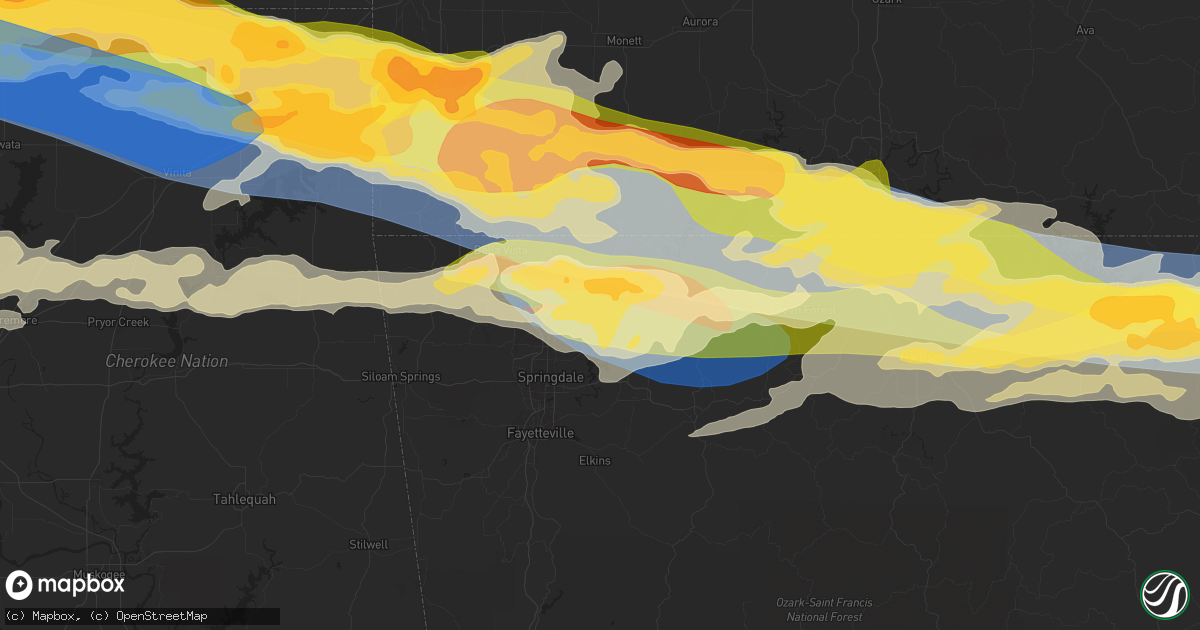 Hail map in Rogers, AR on May 25, 2024