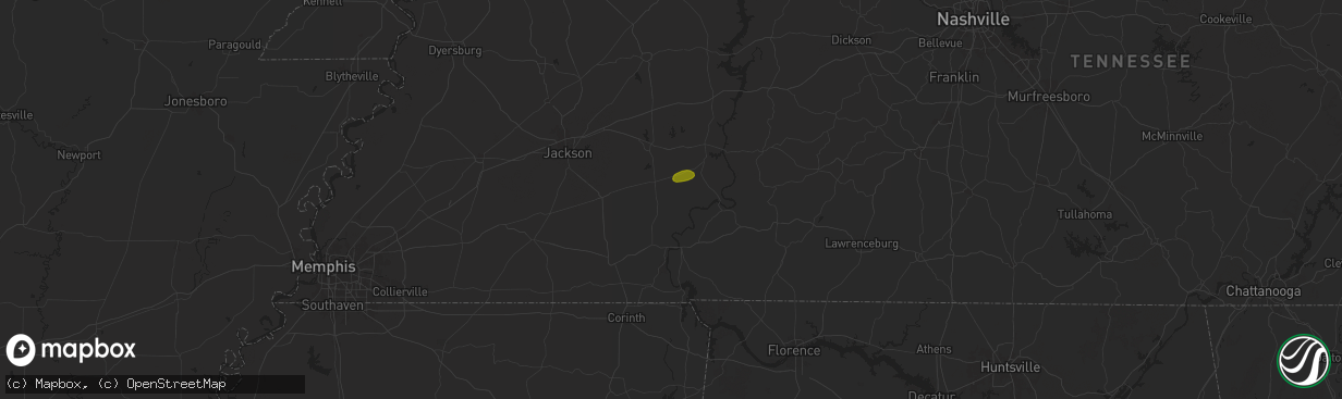 Hail map in Sardis, TN on May 25, 2024