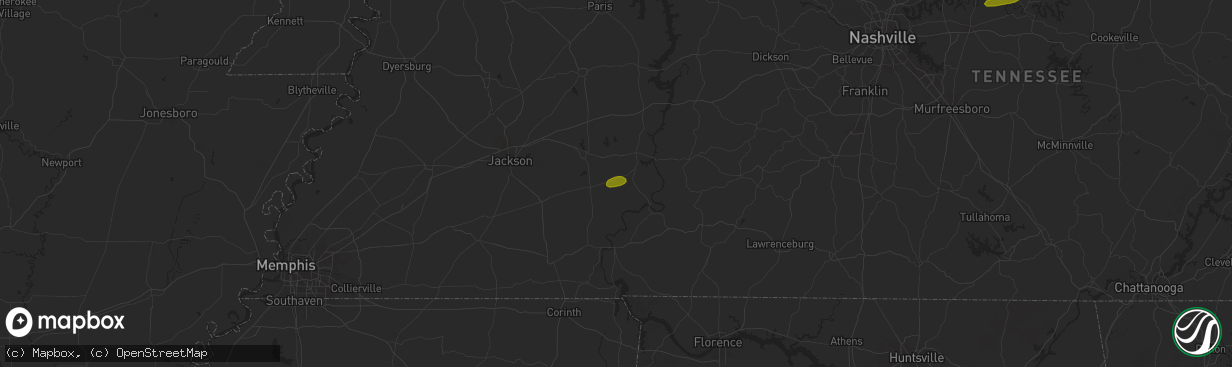 Hail map in Scotts Hill, TN on May 25, 2024