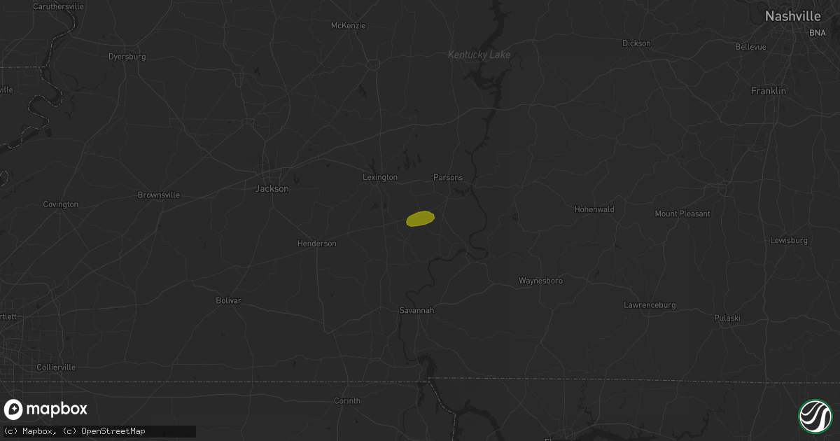 Hail map in Scotts Hill, TN on May 25, 2024