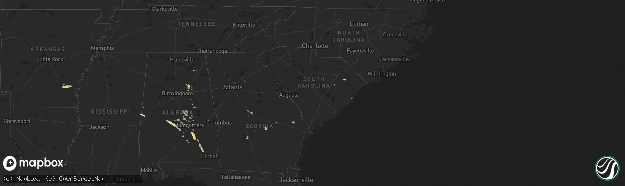 Hail map in South Carolina on May 25, 2024