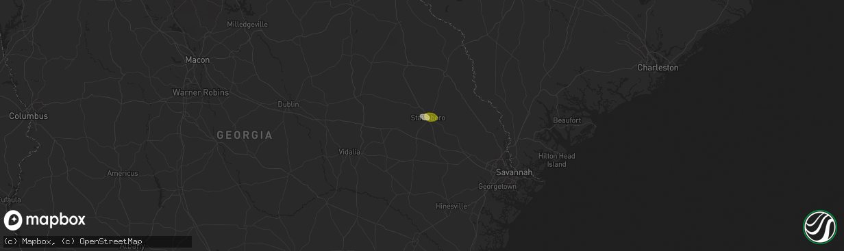 Hail map in Statesboro, GA on May 25, 2024