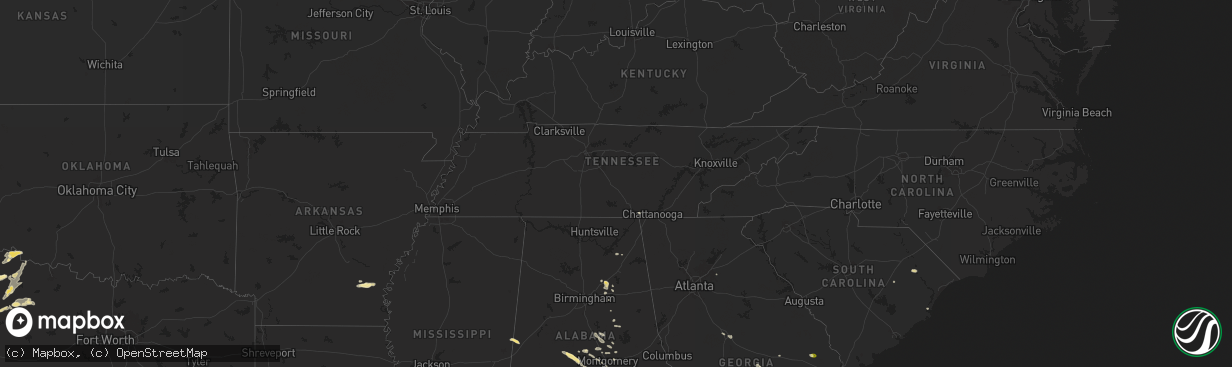 Hail map in Tennessee on May 25, 2024