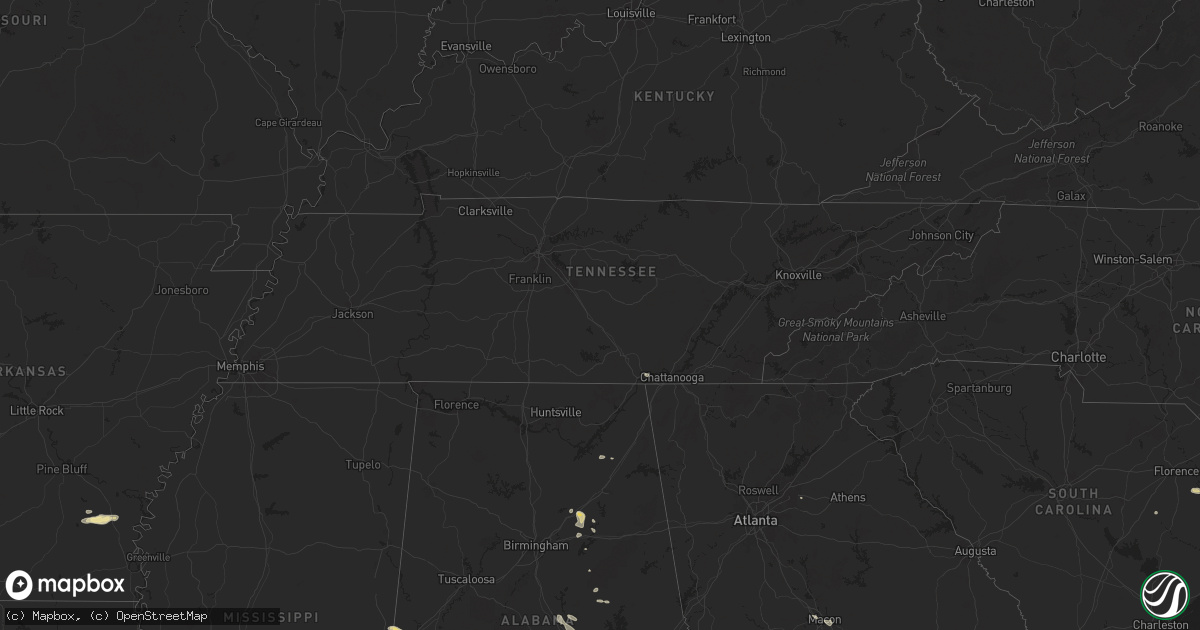 Hail map in Tennessee on May 25, 2024