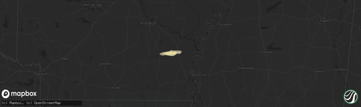 Hail map in Tillar, AR on May 25, 2024