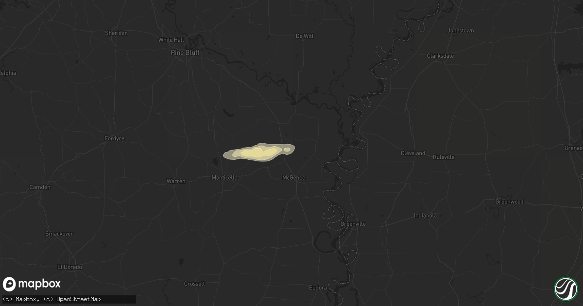 Hail map in Tillar, AR on May 25, 2024