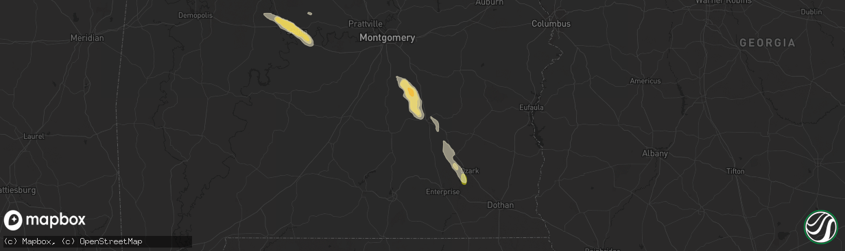 Hail map in Troy, AL on May 25, 2024