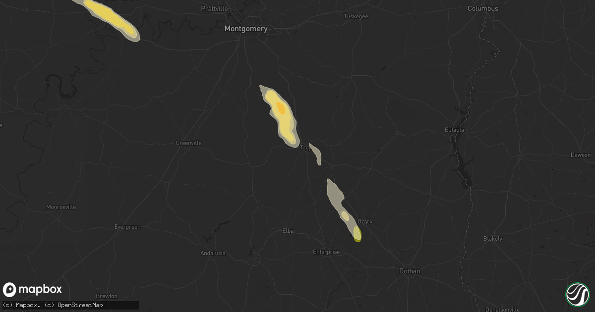 Hail map in Troy, AL on May 25, 2024