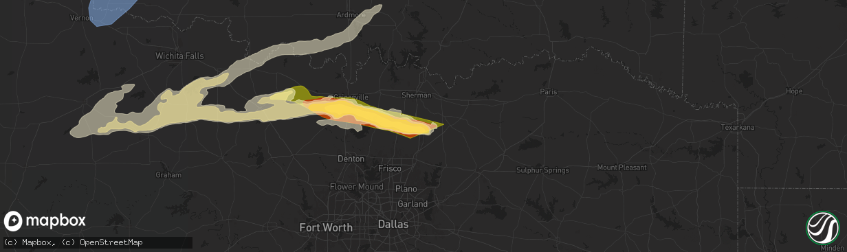 Hail map in Van Alstyne, TX on May 25, 2024