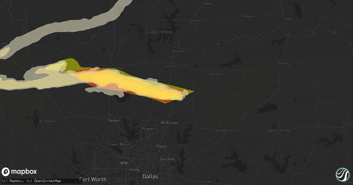 Hail map in Van Alstyne, TX on May 25, 2024