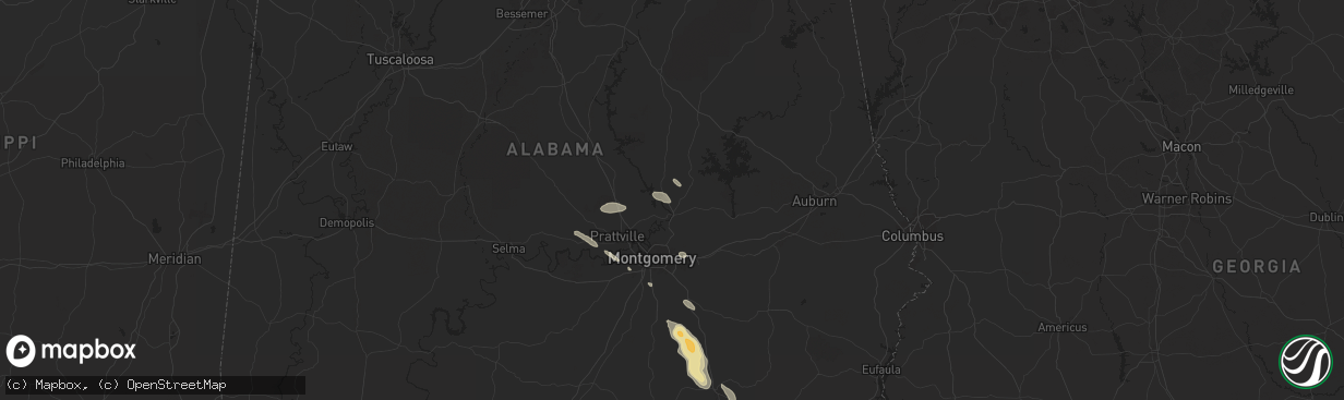 Hail map in Wetumpka, AL on May 25, 2024