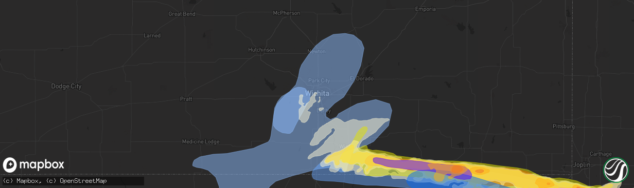 Hail map in Wichita, KS on May 25, 2024