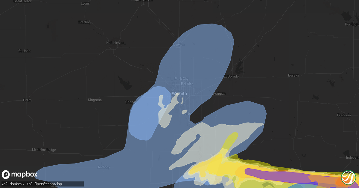 Hail map in Wichita, KS on May 25, 2024
