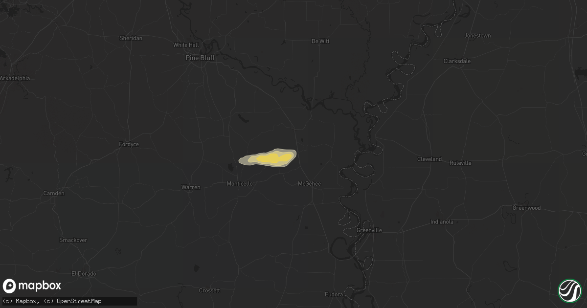 Hail map in Winchester, AR on May 25, 2024