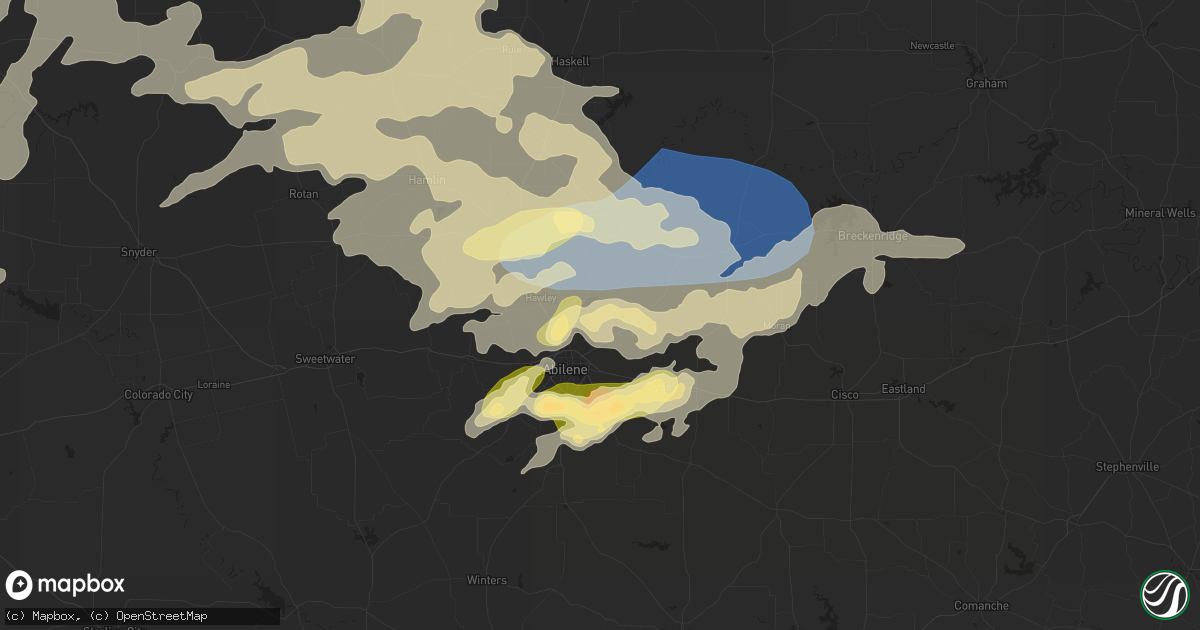 Hail map in Abilene, TX on May 25, 2025