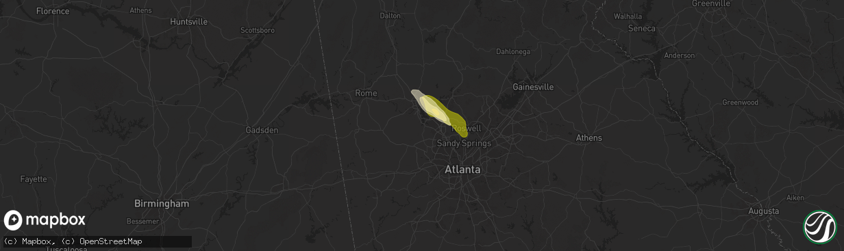 Hail map in Acworth, GA on May 25, 2025