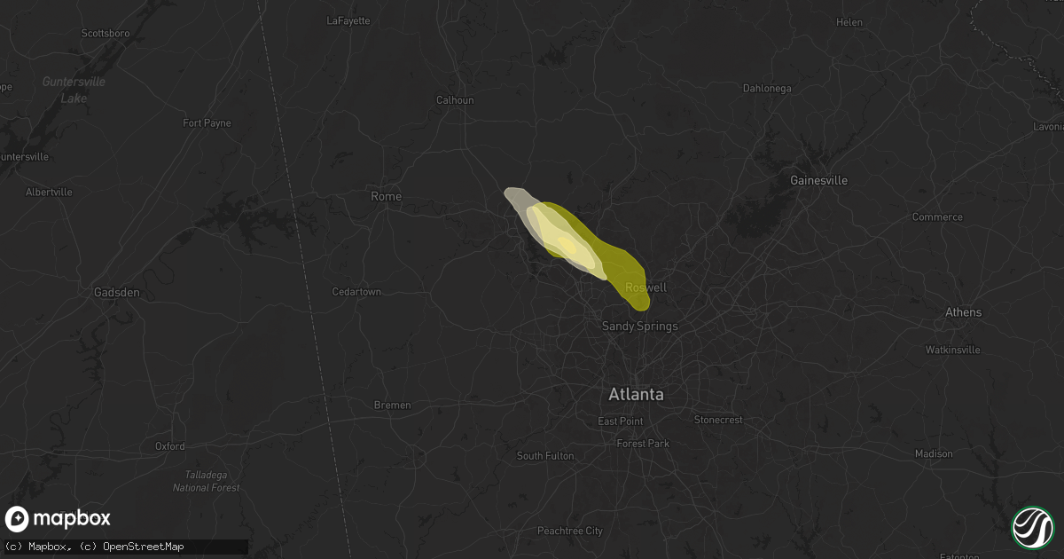 Hail map in Acworth, GA on May 25, 2025