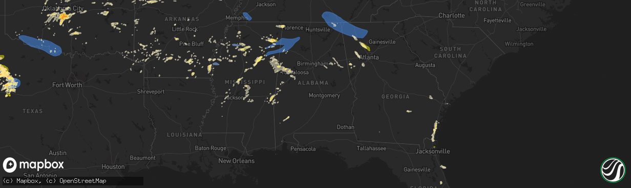 Hail map in Alabama on May 25, 2025
