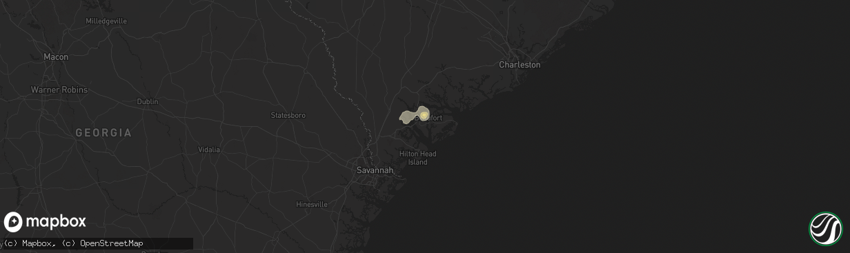 Hail map in Beaufort, SC on May 25, 2025