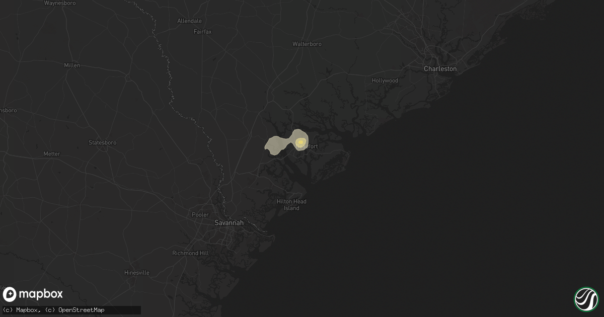Hail map in Beaufort, SC on May 25, 2025