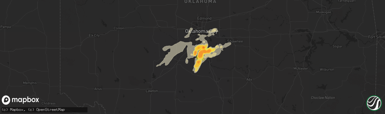 Hail map in Blanchard, OK on May 25, 2025
