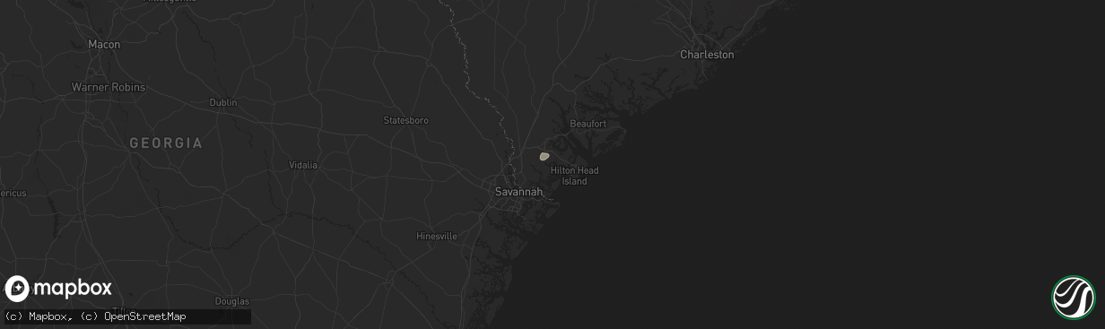 Hail map in Bluffton, SC on May 25, 2025