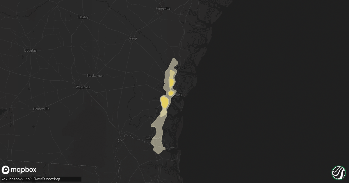 Hail map in Brunswick, GA on May 25, 2025