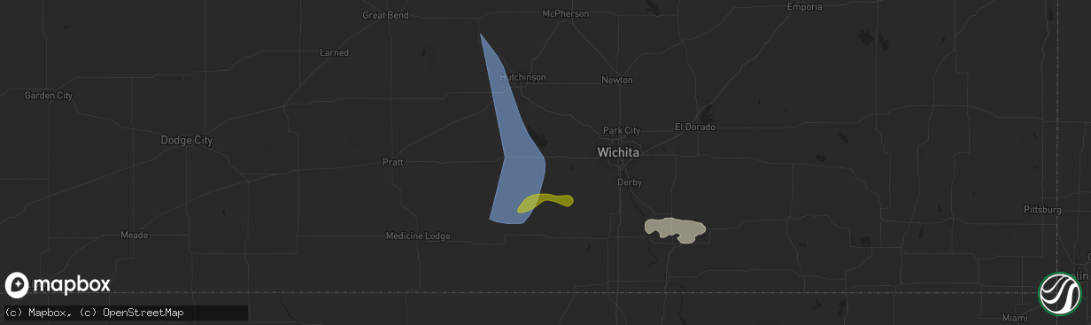 Hail map in Cheney, KS on May 25, 2025