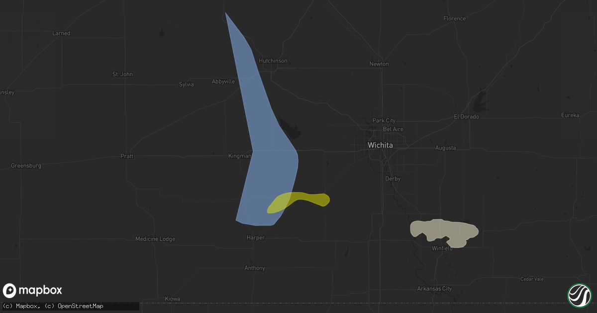 Hail map in Cheney, KS on May 25, 2025